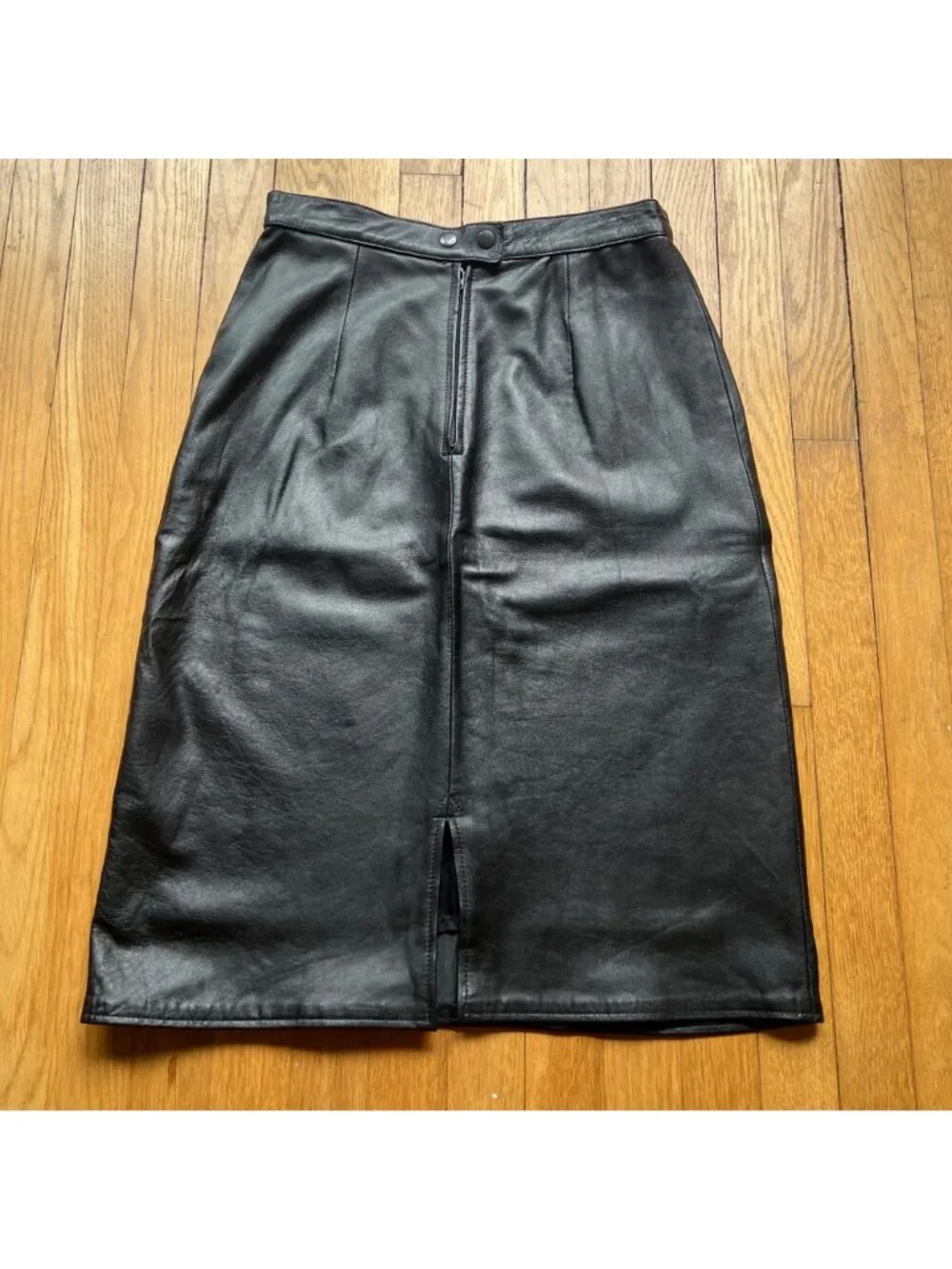 Vintage Goth 90s Erez Sport Size 12 Leather Knee Length Straight Pencil Skirt - Picture 12 of 16